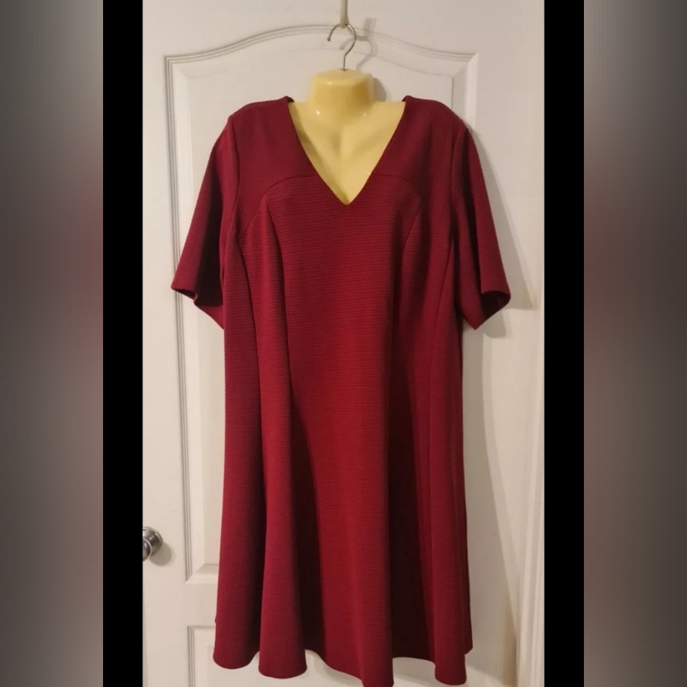 Lane Bryant A Line Ribbed Burgundy Dress Sz 22/24 EUC